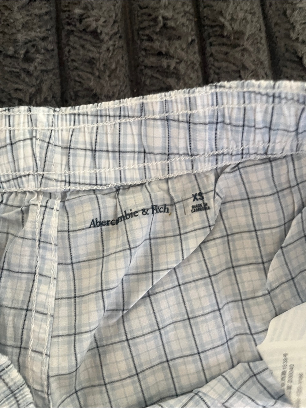 Abercrombie & Fitch White and Light Gray Plaid Men's Boxer Shorts - Two Pack - Picture 2 of 3